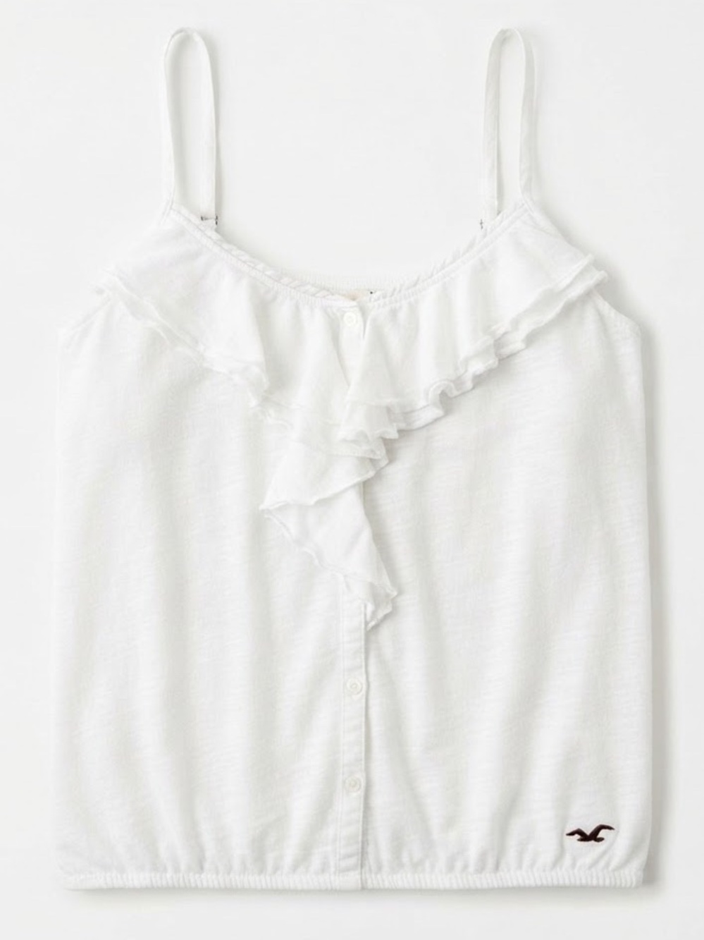 Hollister Off White Ruffle-Front Cami Tank Medium